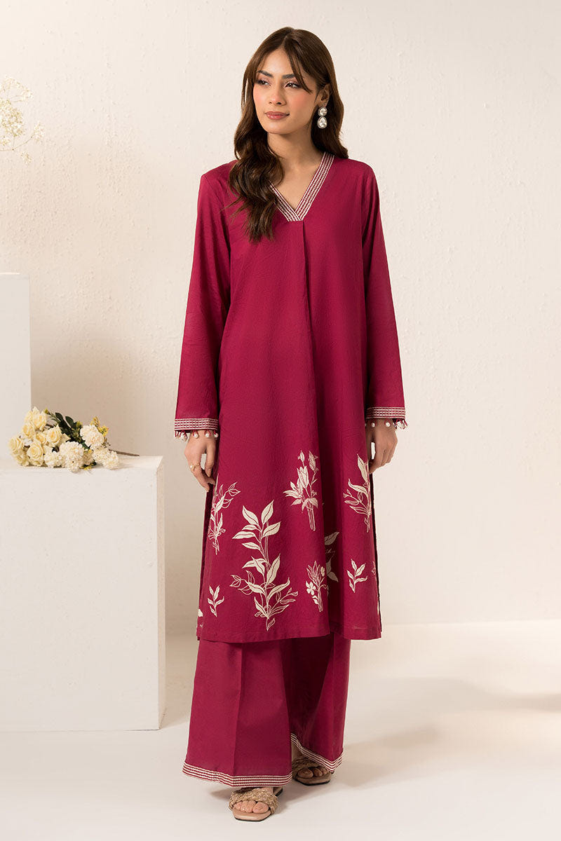 Cross Stitch | Exclusive Pret | Cerise Glow -2 PC (Shirt & Trouser)