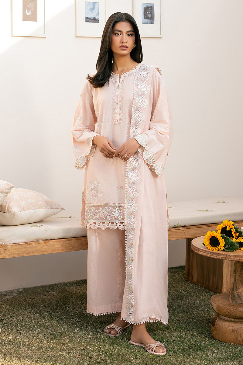 Cross Stitch | Mahiri Lawn 25 | PEACH BLOOM -  Cross Stitch Ladies Clothes - Original Designer Dress - House of Maryam