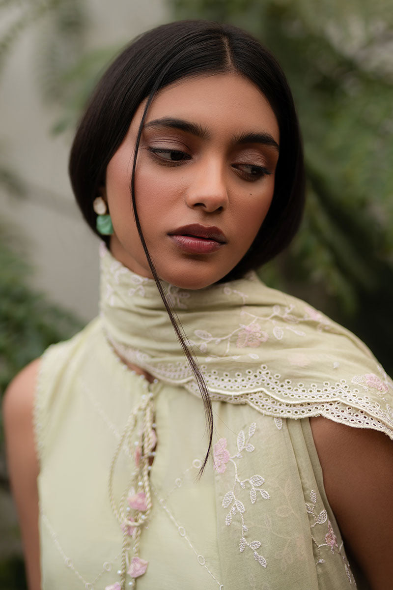 Cross Stitch | Mahiri Lawn 25 | CANARY GREEN -  Cross Stitch Ladies Clothes - Original Designer Dress - House of Maryam