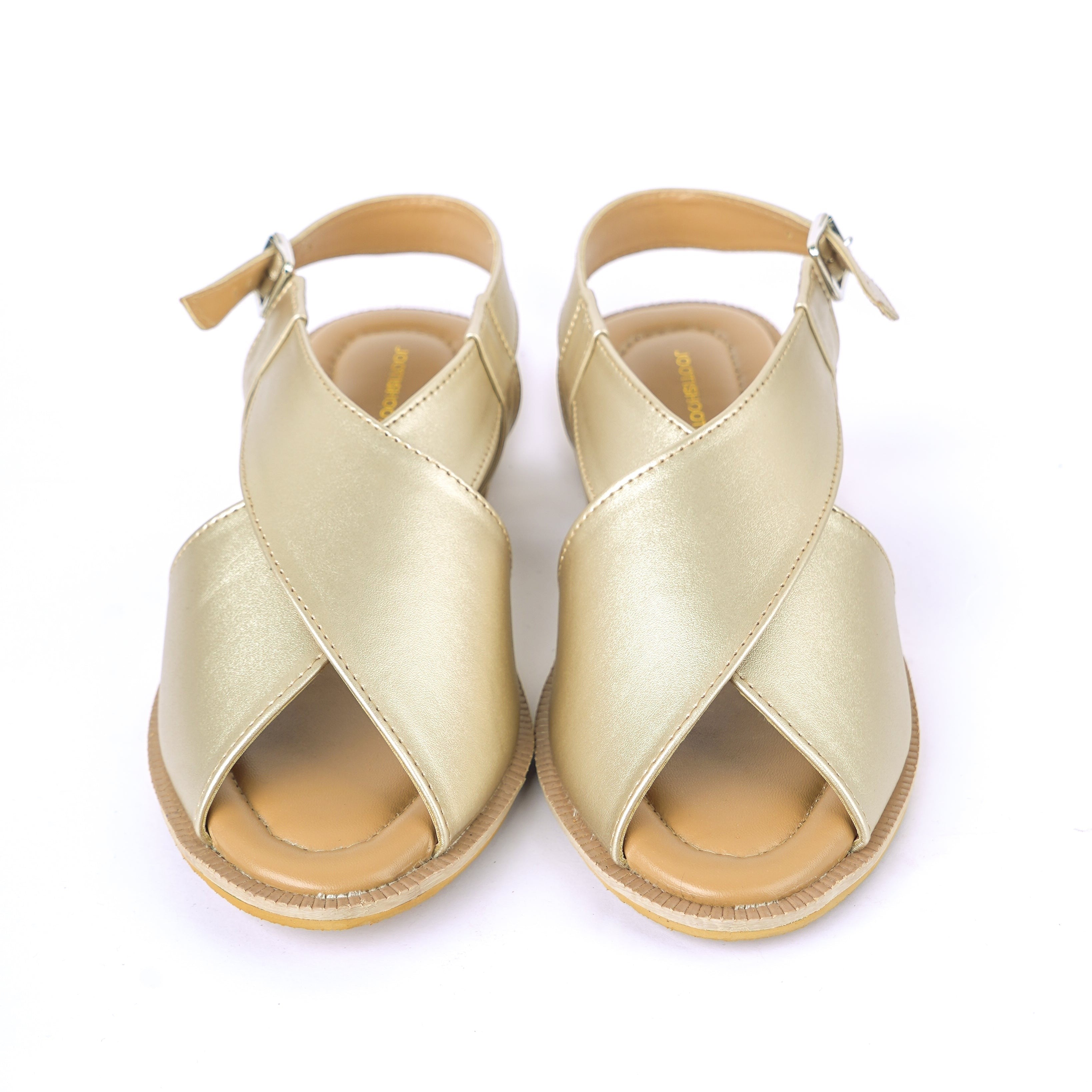 Plain Gold Peshawari Chappal by House of Maryam - House of Maryam