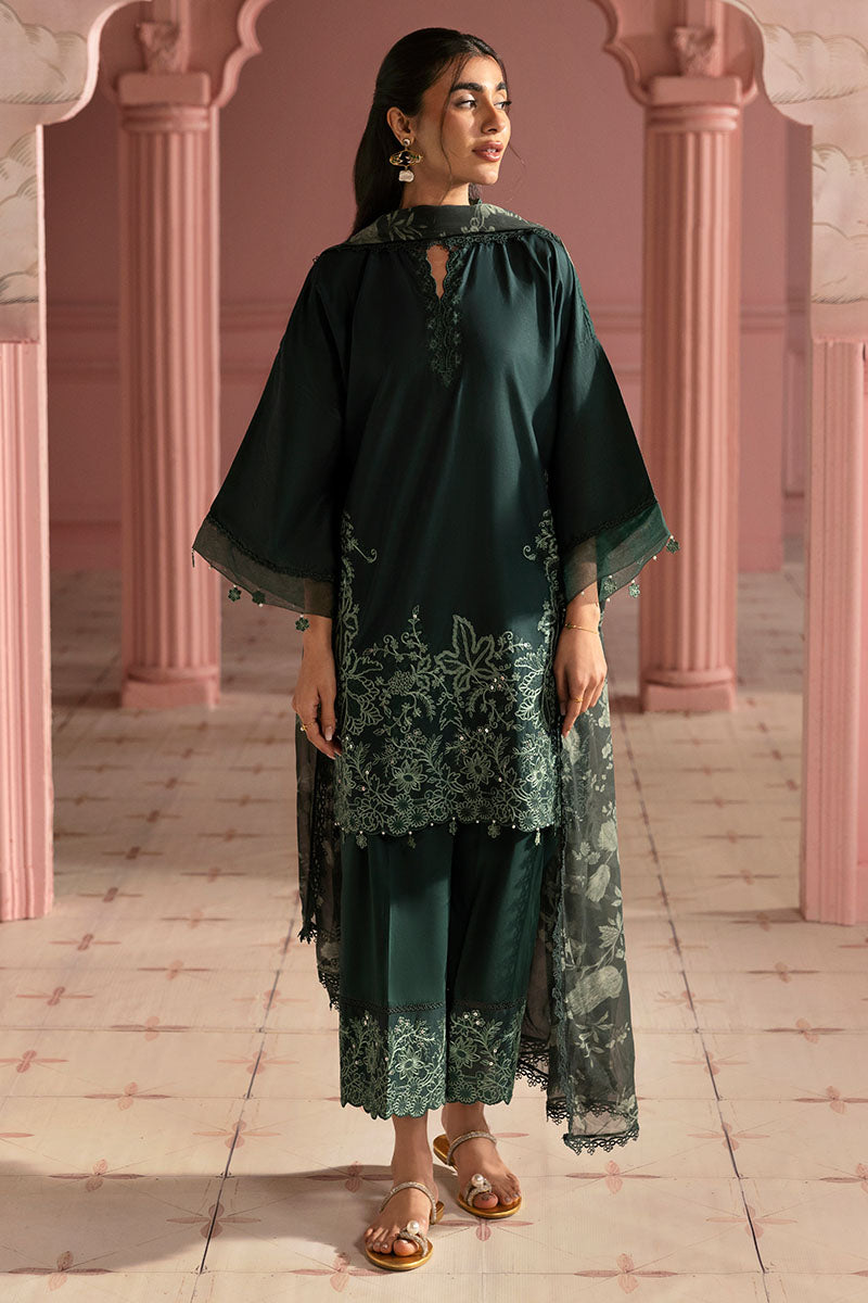Cross Stitch | Premium Lawn 25 | VIRIDIAN GREEN -  Cross Stitch Ladies Clothes - Original Designer Dress - House of Maryam