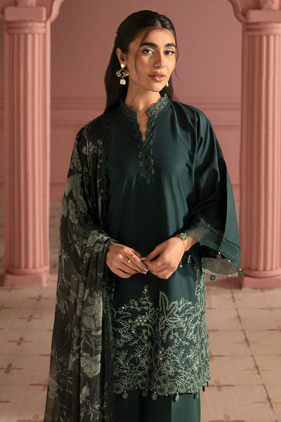 Cross Stitch | Premium Lawn 25 | VIRIDIAN GREEN -  Cross Stitch Ladies Clothes - Original Designer Dress - House of Maryam