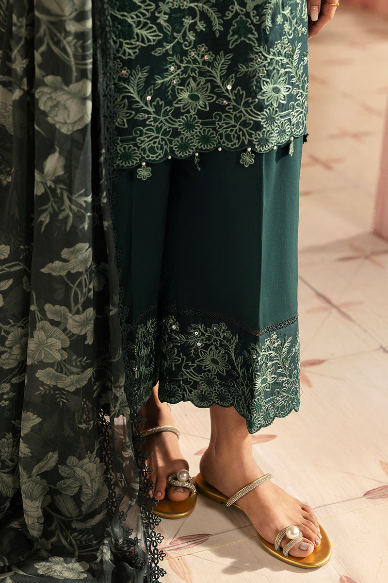 Cross Stitch | Premium Lawn 25 | VIRIDIAN GREEN -  Cross Stitch Ladies Clothes - Original Designer Dress - House of Maryam