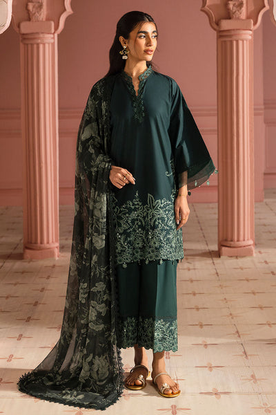 Cross Stitch | Premium Lawn 25 | VIRIDIAN GREEN -  Cross Stitch Ladies Clothes - Original Designer Dress - House of Maryam