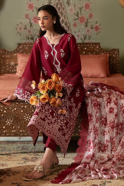 Cross Stitch | Premium Lawn 25 | CRIMSON RED -  Cross Stitch Ladies Clothes - Original Designer Dress - House of Maryam