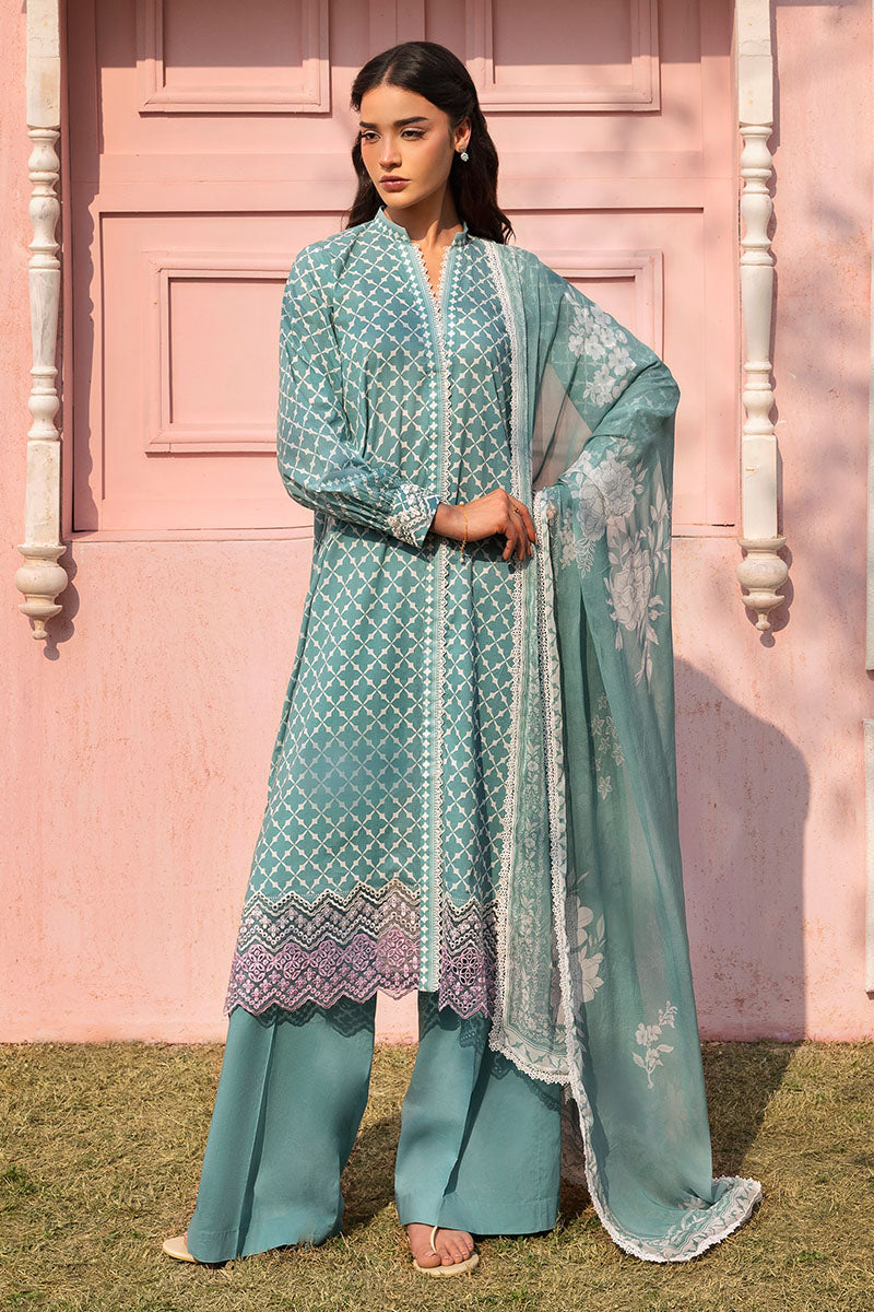 Cross Stitch | Premium Lawn 25 | TEAL GRACE -  Cross Stitch Ladies Clothes - Original Designer Dress - House of Maryam