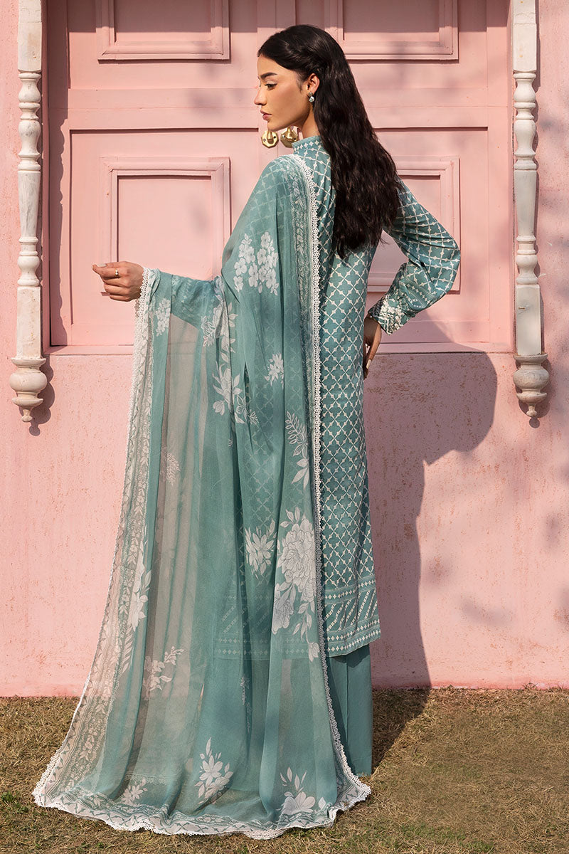 Cross Stitch | Premium Lawn 25 | TEAL GRACE -  Cross Stitch Ladies Clothes - Original Designer Dress - House of Maryam