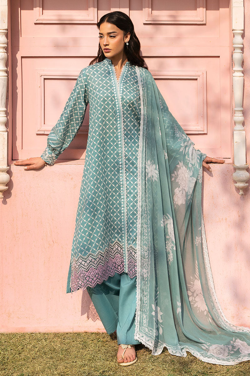 Cross Stitch | Premium Lawn 25 | TEAL GRACE -  Cross Stitch Ladies Clothes - Original Designer Dress - House of Maryam