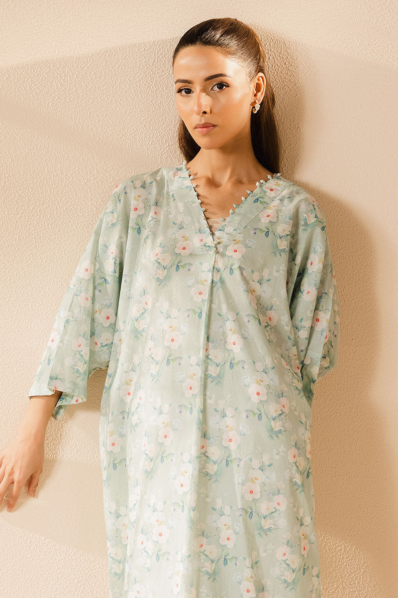 Cross Stitch | Basic Pret | Aqua Mint Printed Lawn Shirt-5