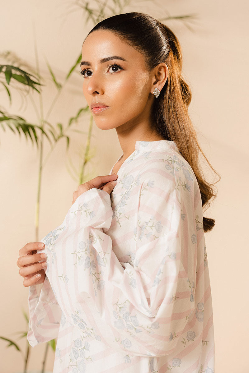 Cross Stitch | Basic Pret | Celestial White Printed Lawn Shirt-5