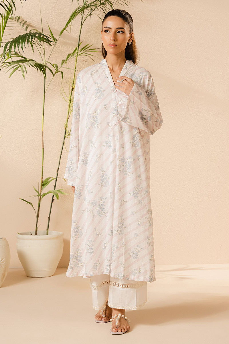 Cross Stitch | Basic Pret | Celestial White Printed Lawn Shirt-2