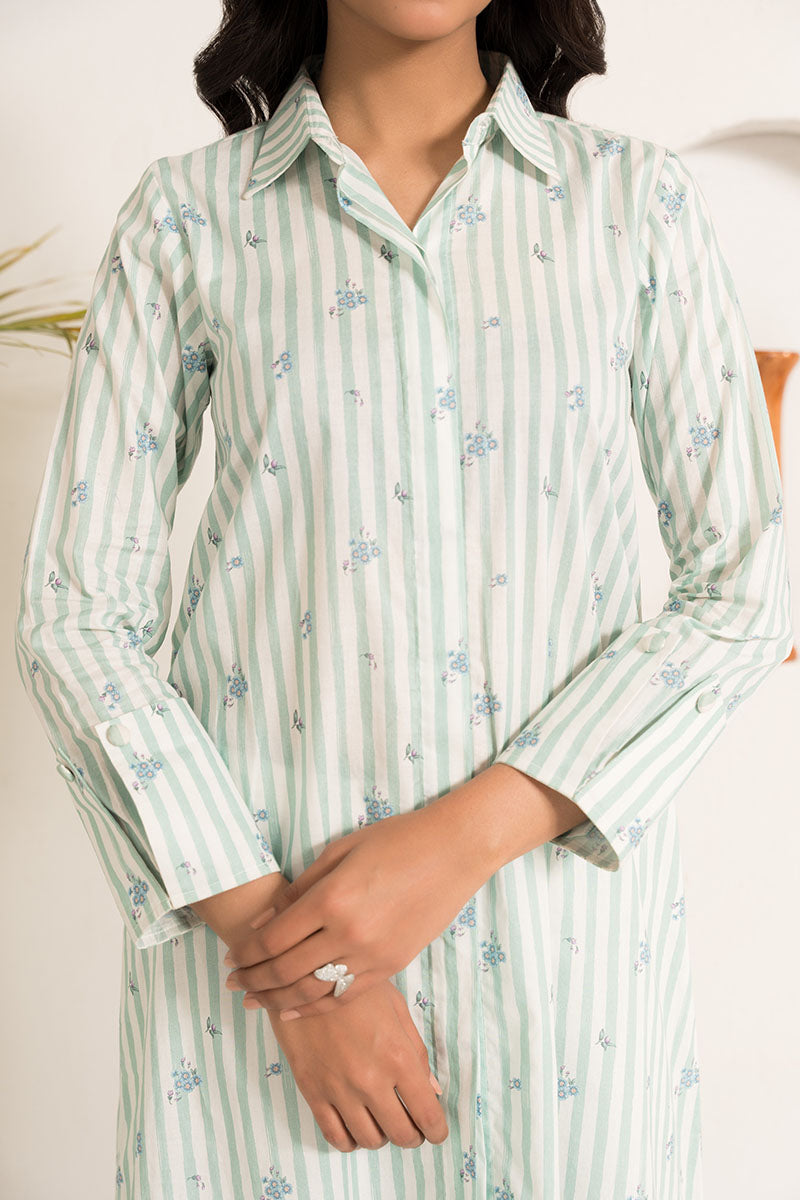 Cross Stitch | Basic Pret | Aqua Tale-2PC (Shirt & Trouser), image 2
