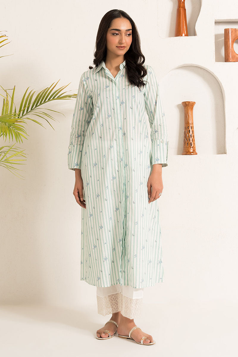 Cross Stitch | Basic Pret | Aqua Tale-2PC (Shirt & Trouser)