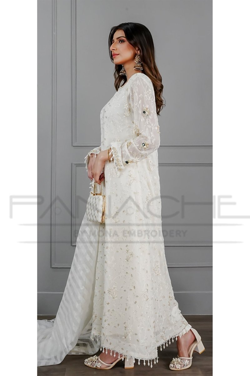 Panache | Pret | Pure Ivory Dreams -  Panache By Mona  - Original Designer Dress - House of Maryam