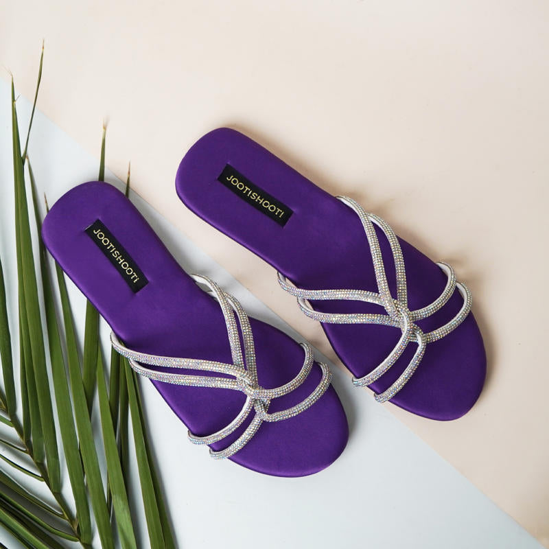 Purple Passion Slides by Designer House of Maryam - House of Maryam - Pakistani Designer Ethnic Wear in {{ shop.shopifyCountryName }}