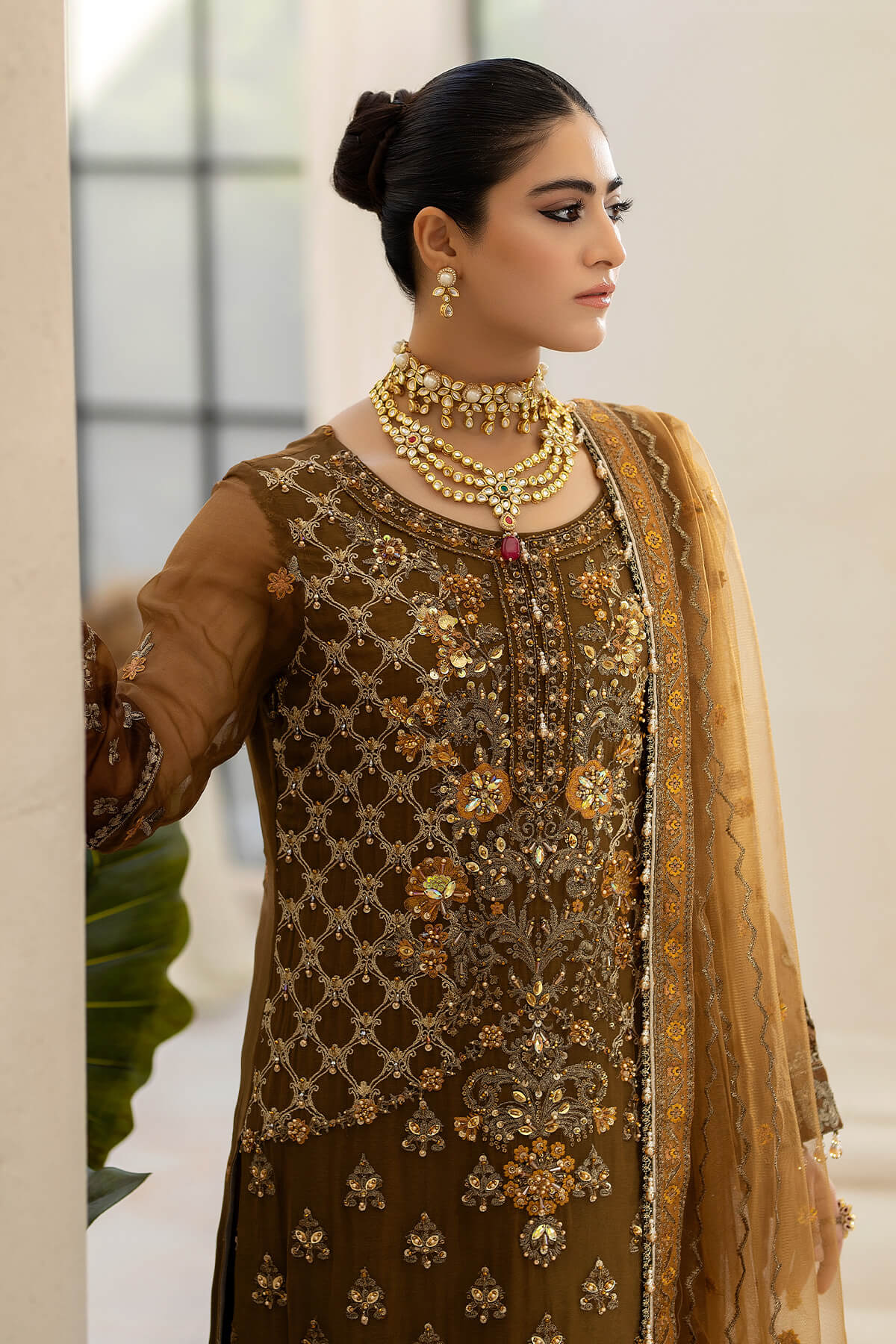 Raeesa Premium | Dehleez Formals | DL-1014 Imperial Brew -  Raeesa Premium Formal - Original Designer Dress - House of Maryam