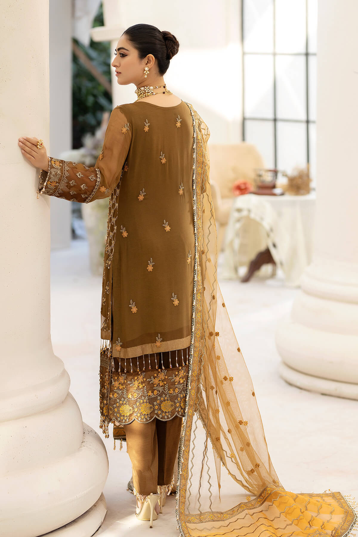 Raeesa Premium | Dehleez Formals | DL-1014 Imperial Brew -  Raeesa Premium Formal - Original Designer Dress - House of Maryam