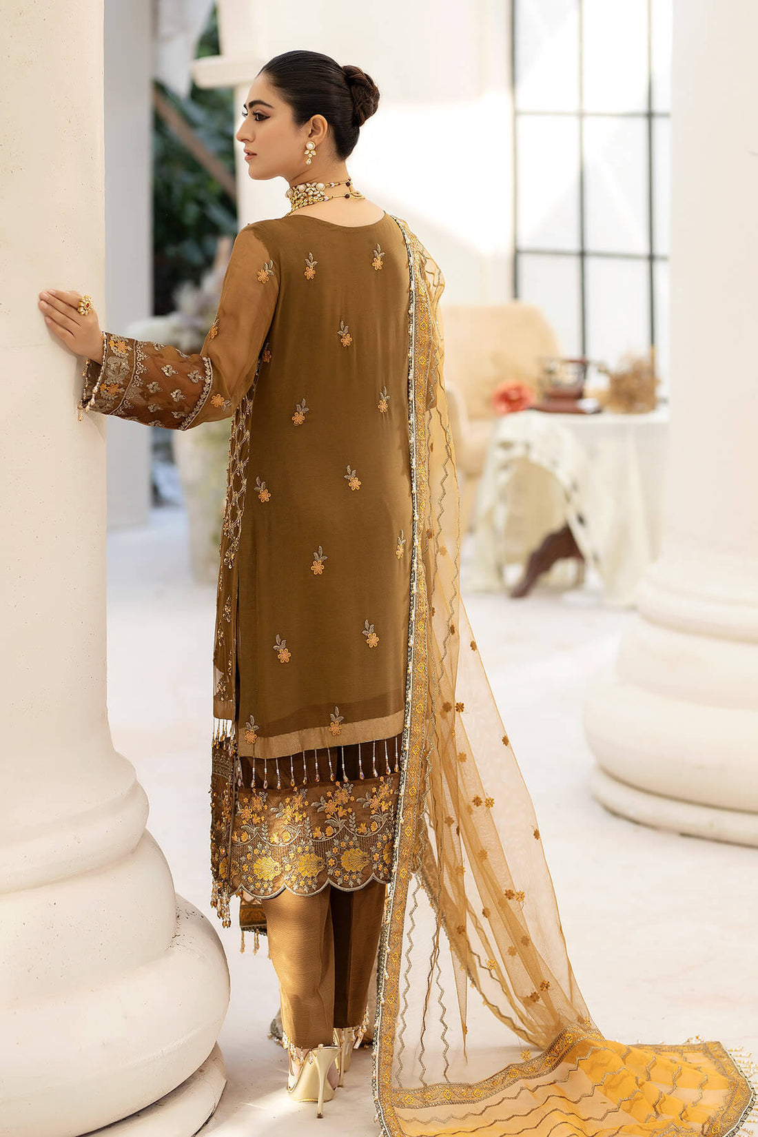 Raeesa Premium | Dehleez Formals | DL-1014 Imperial Brew by Designer Raeesa Premium - House of Maryam - Pakistani Designer Ethnic Wear in {{ shop.shopifyCountryName }}