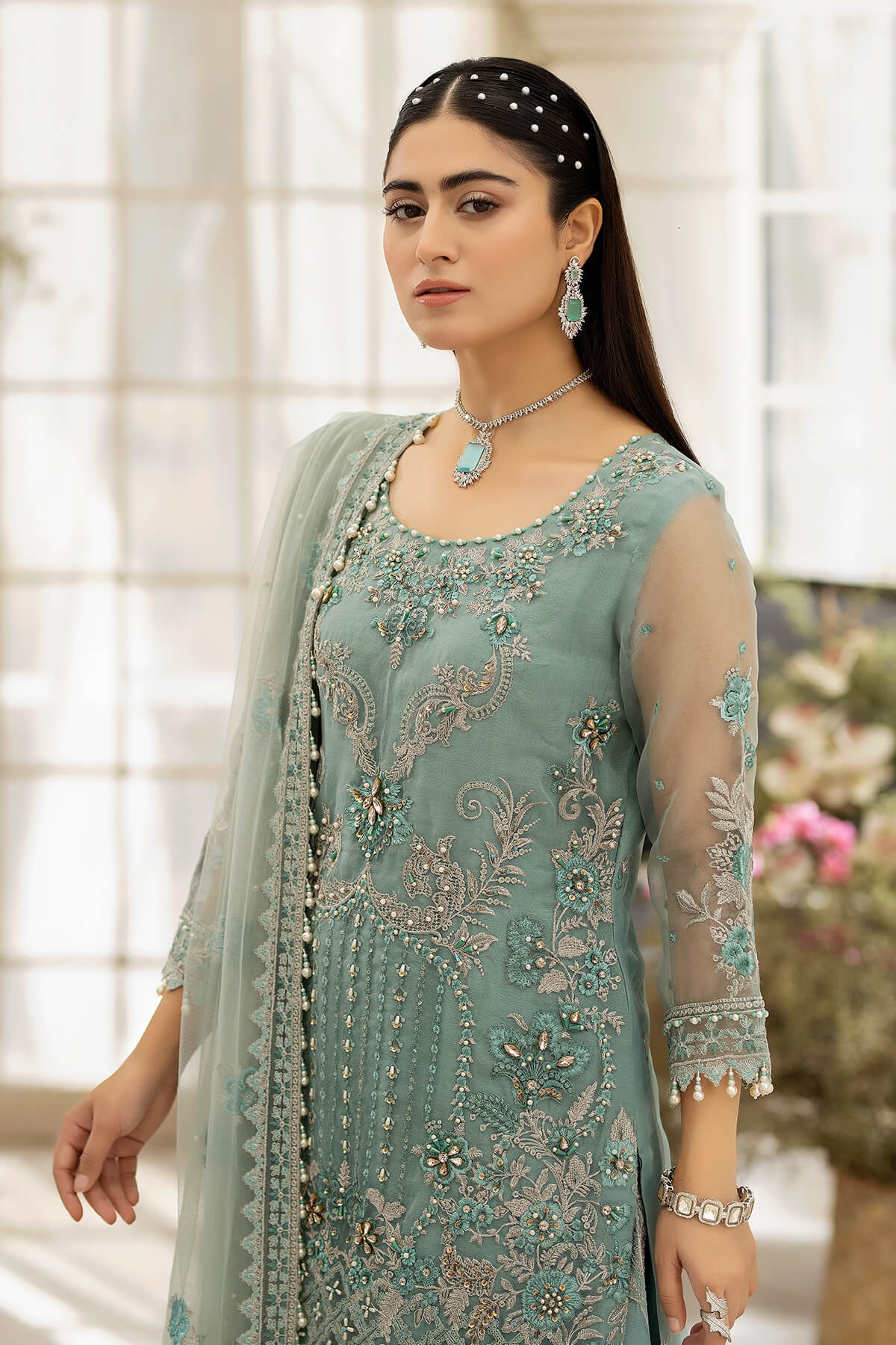 Raeesa Premium | Dehleez Formals | DL-1013 Caribbean Coast by Designer Raeesa Premium - House of Maryam - Pakistani Designer Ethnic Wear in {{ shop.shopifyCountryName }}