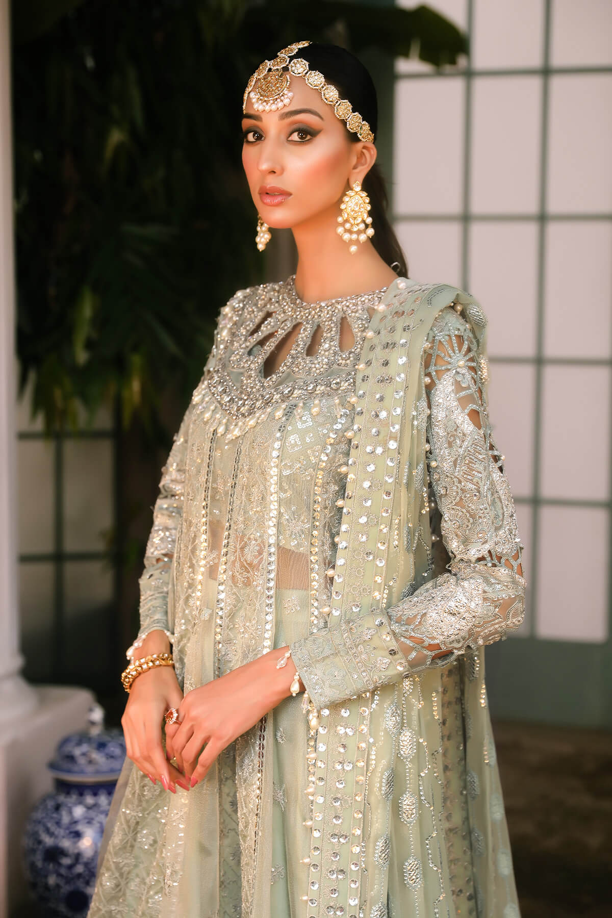 Raeesa Premium | Wajadan Wedding Formals | WD-2 Pea Green -  Raeesa Premium Bridal - Original Designer Dress - House of Maryam