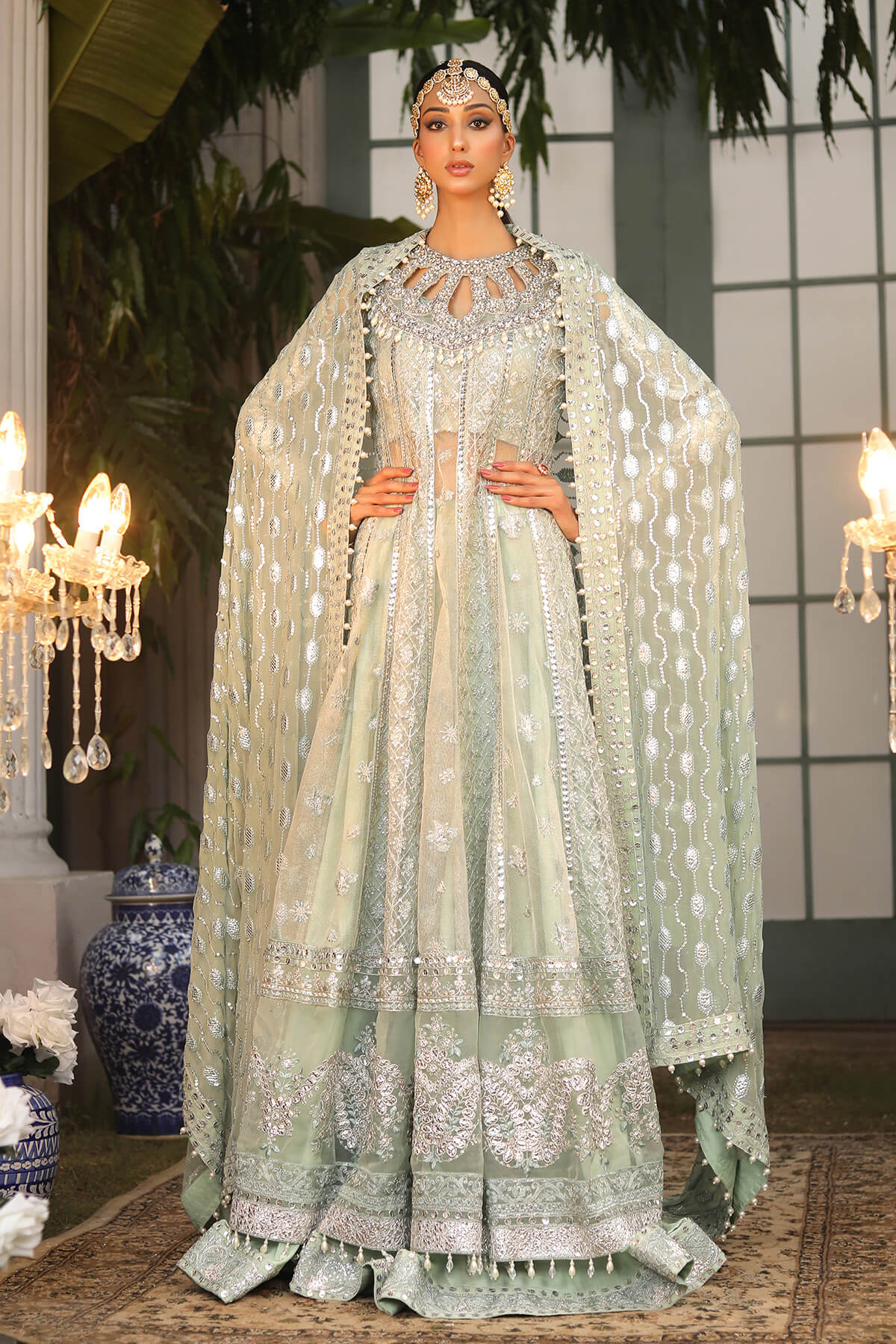 Raeesa Premium | Wajadan Wedding Formals | WD-2 Pea Green -  Raeesa Premium Bridal -  House of Maryam