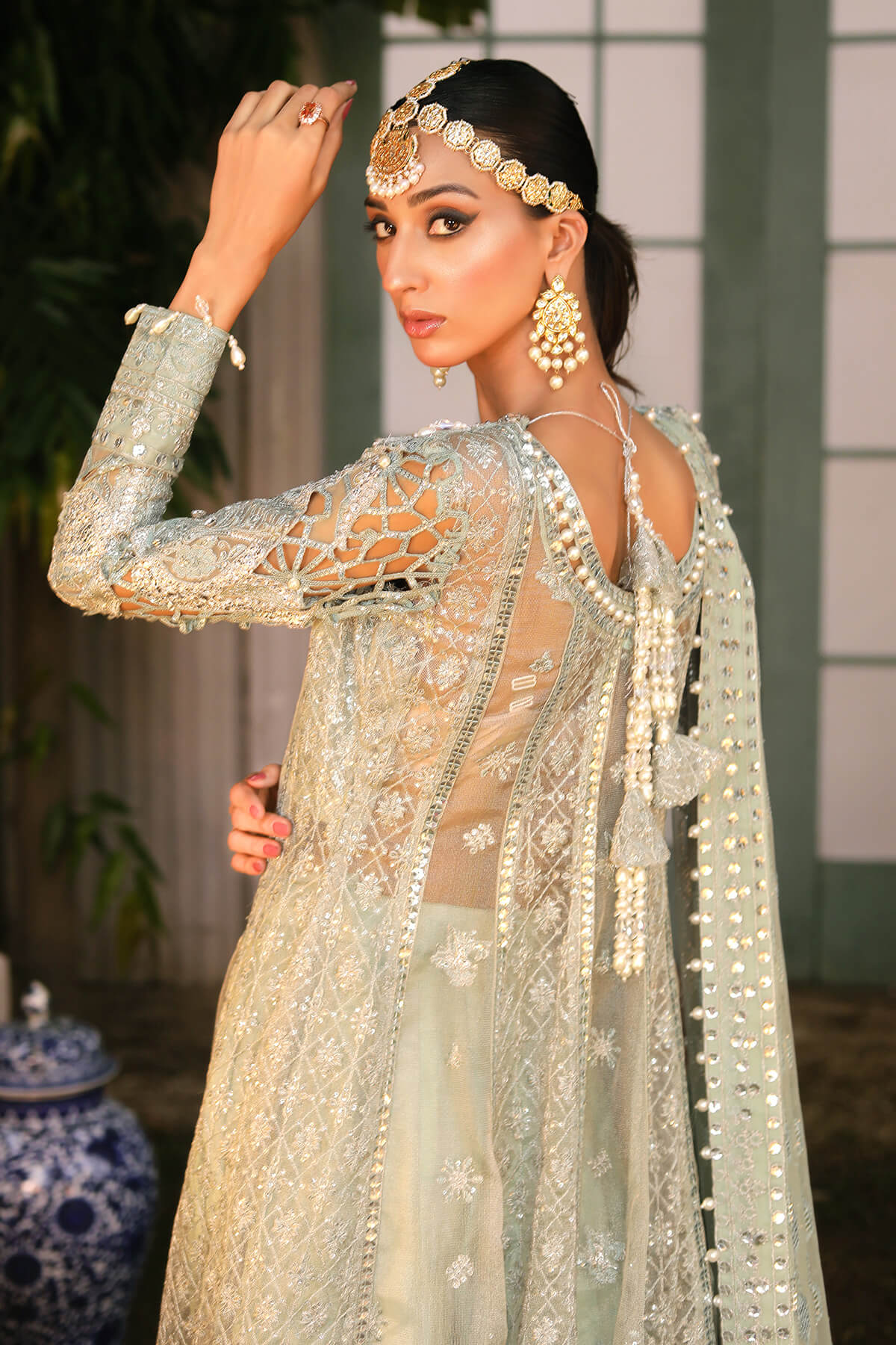 Raeesa Premium | Wajadan Wedding Formals | WD-2 Pea Green -  Raeesa Premium Bridal -  House of Maryam