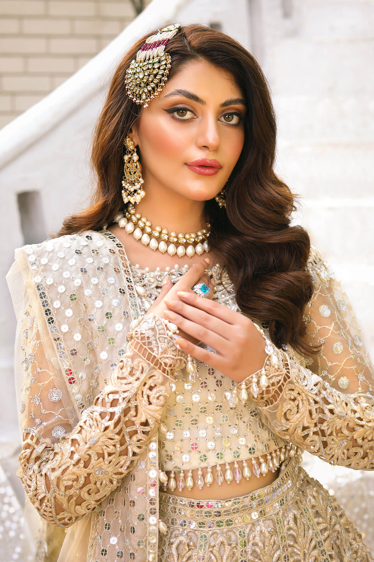 Raeesa Premium | Wajadan Wedding Formals |  WD-1 Pearl White -  Raeesa Premium Bridal - Original Designer Dress - House of Maryam