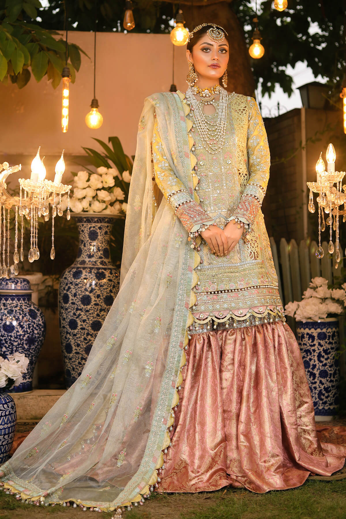 Raeesa Premium | Wajadan Wedding Formals | WD-4 Lemon Chiffon -  Raeesa Premium Bridal - Original Designer Dress - House of Maryam