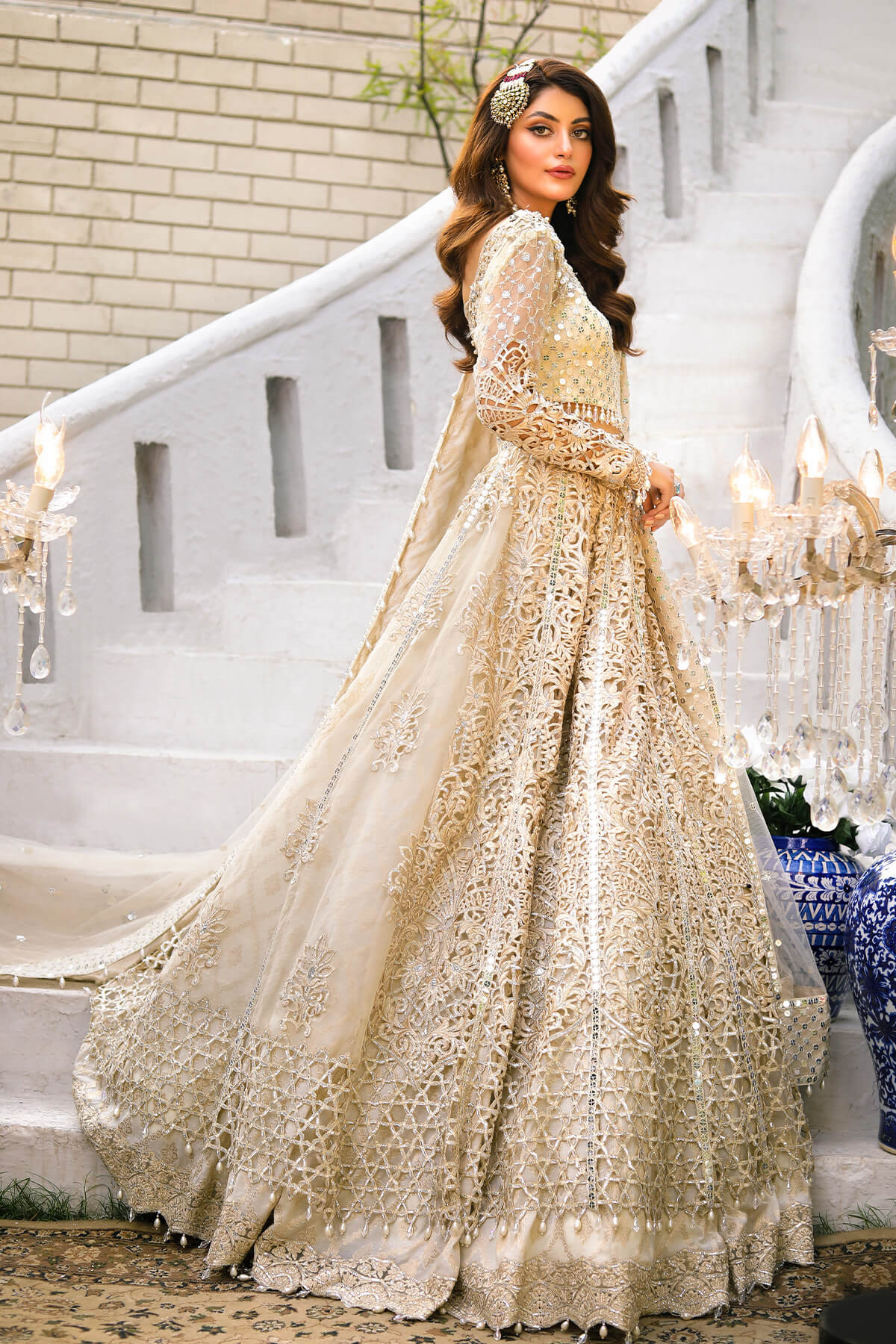 Raeesa Premium | Wajadan Wedding Formals |  WD-1 Pearl White -  Raeesa Premium Bridal - Original Designer Dress - House of Maryam