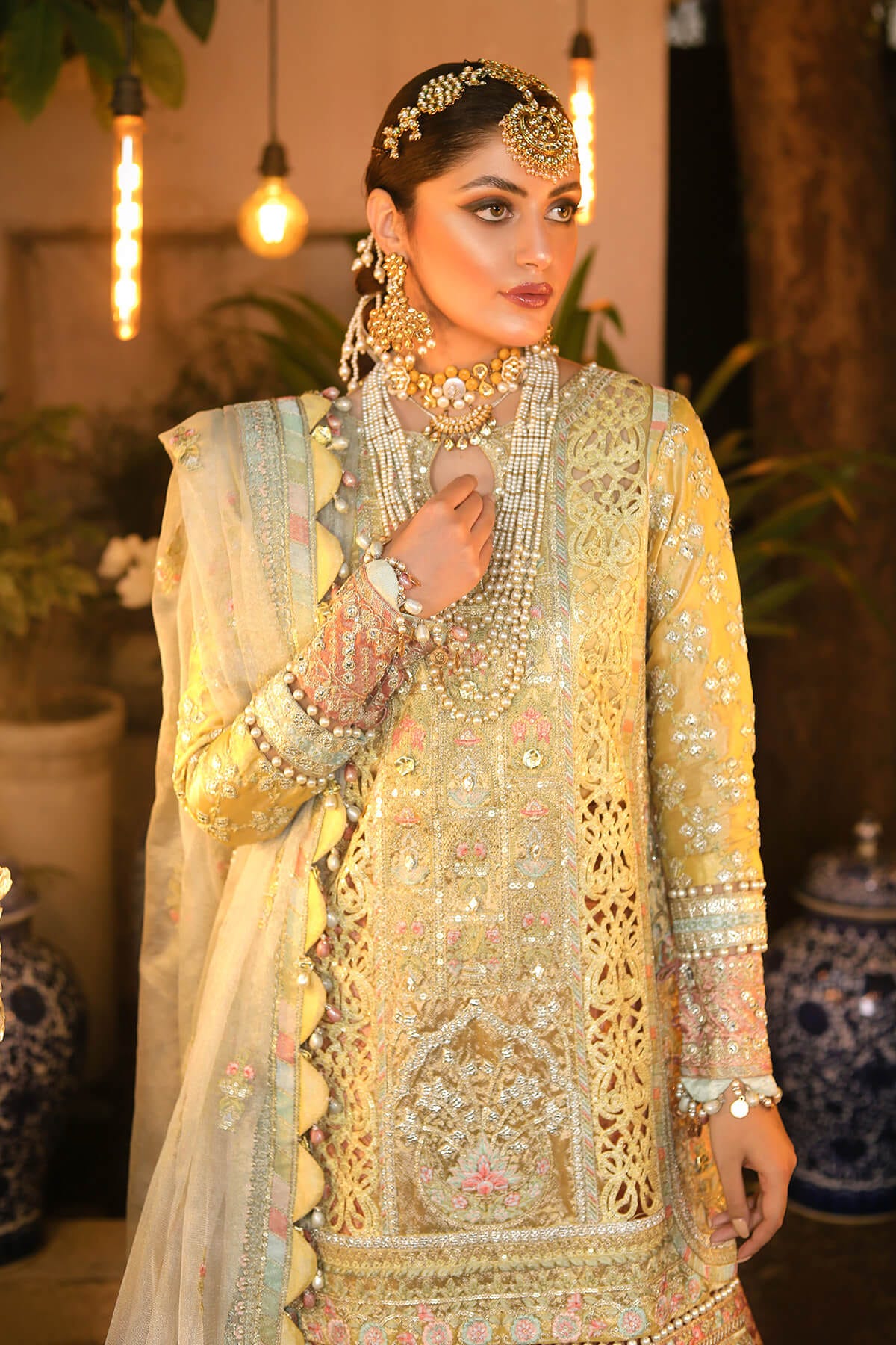 Raeesa Premium | Wajadan Wedding Formals | WD-4 Lemon Chiffon -  Raeesa Premium Bridal - Original Designer Dress - House of Maryam