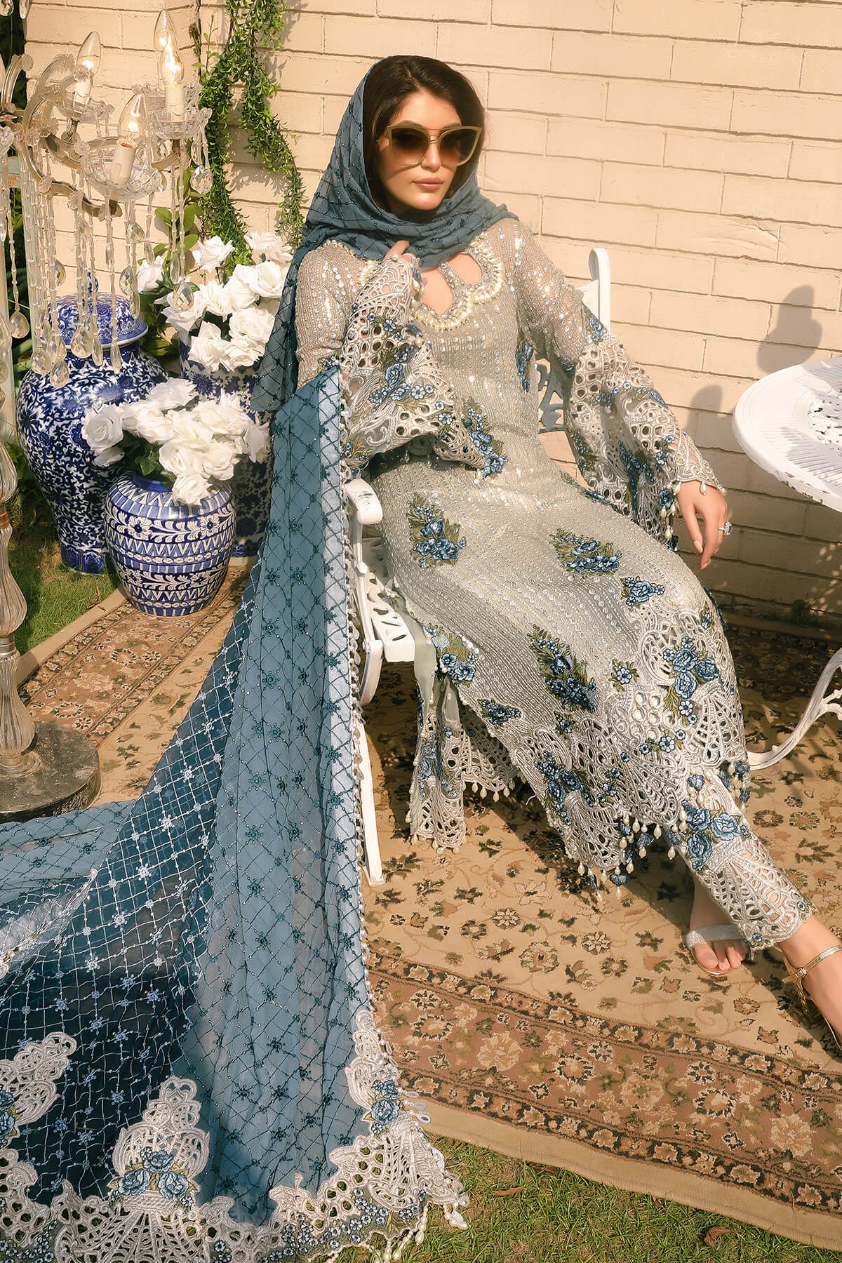 Raeesa Premium | Wajadan Wedding Formals | WD-5 Silver Grey -  Raeesa Premium Bridal - Original Designer Dress - House of Maryam