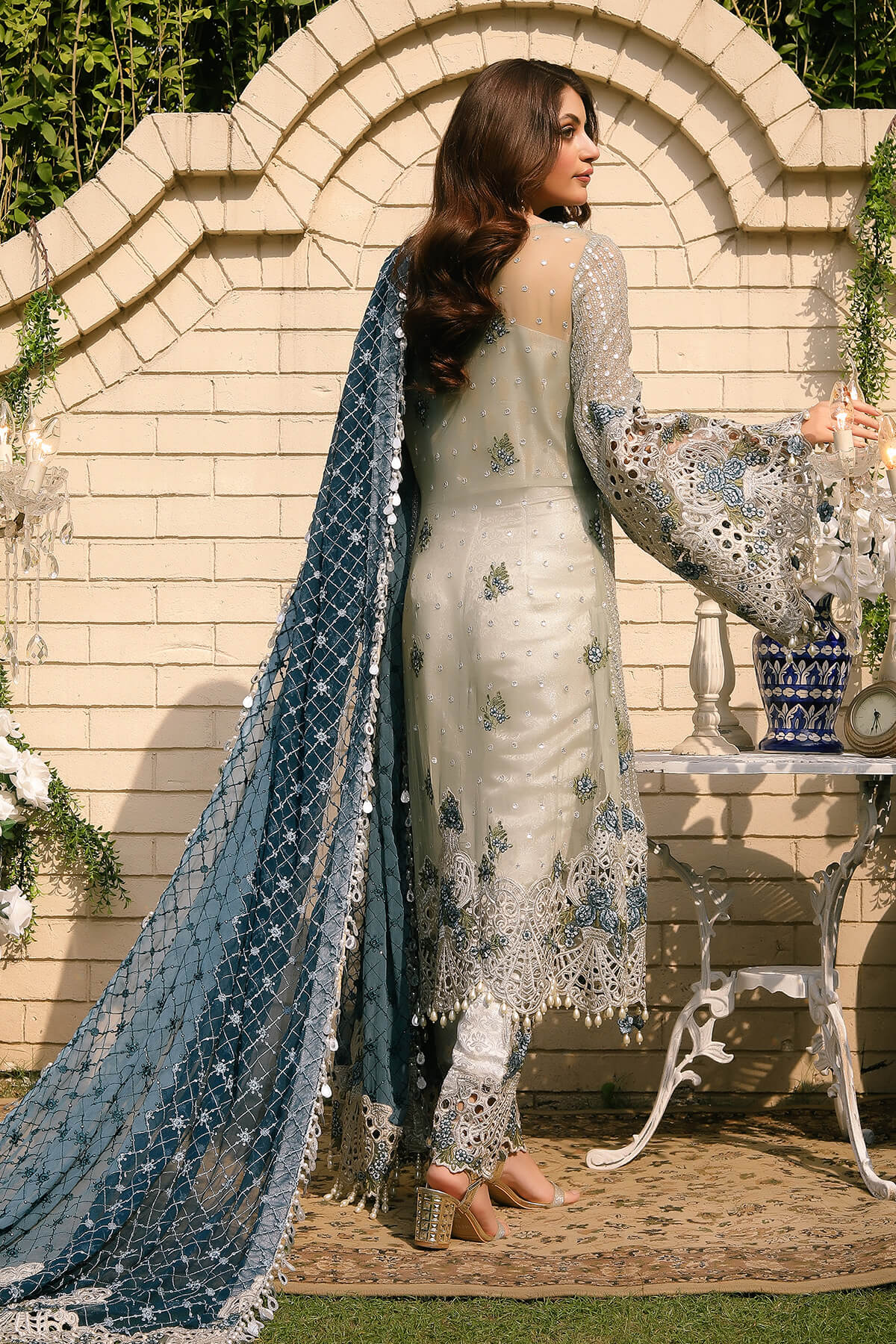 Raeesa Premium | Wajadan Wedding Formals | WD-5 Silver Grey -  Raeesa Premium Bridal - Original Designer Dress - House of Maryam