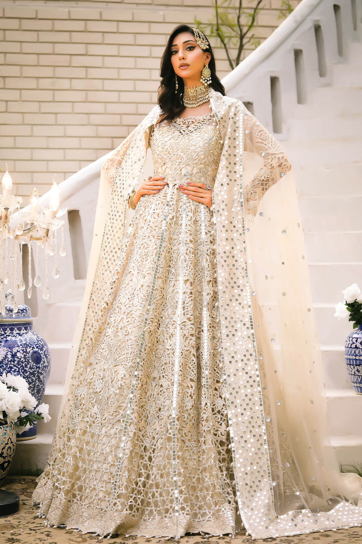 Raeesa Premium | Wajadan Wedding Formals |  WD-1 Pearl White -  Raeesa Premium Bridal - Original Designer Dress - House of Maryam