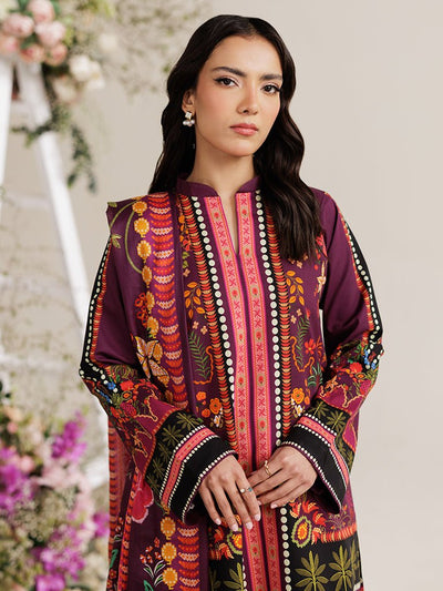 Rajbari | Amal Summer Prints Exclusive | Amal Summer Prints - 03-Brand:Rajbari-Type:Ladies Clothes-Wine Berry-Lawn-House of Maryam- Buy in UK, USA