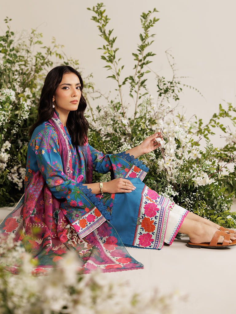 Rajbari | Amal Summer Prints Exclusive | Amal Summer Prints - 05-Brand:Rajbari-Type:Ladies Clothes-Blue-Lawn-House of Maryam- Buy in UK, USA