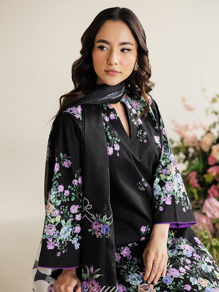 Rajbari | Amal Summer Prints Exclusive | Amal Summer Prints - 06-Brand:Rajbari-Type:Ladies Clothes-Black-Lawn-House of Maryam- Buy in UK, USA