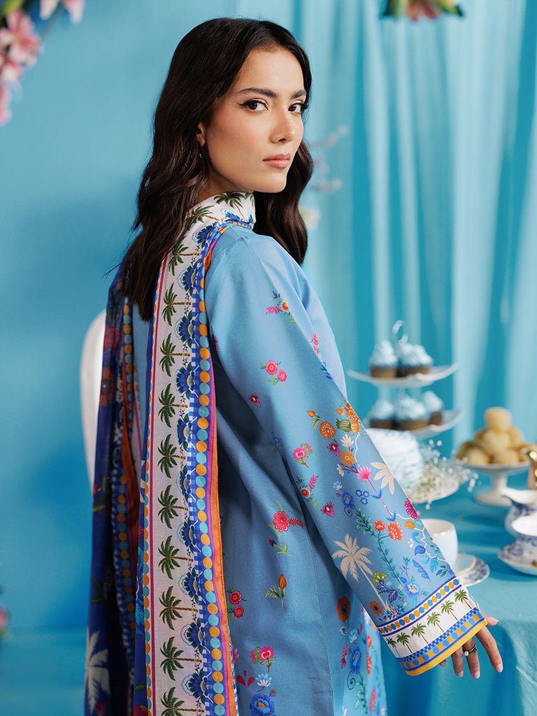 Rajbari | Amal Summer Prints Exclusive | Amal Summer Prints - 08-Brand:Rajbari-Type:Ladies Clothes-Dusty Blue-Lawn-House of Maryam- Buy in UK, USA