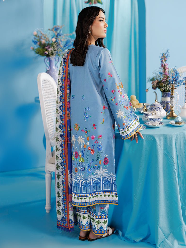Rajbari | Amal Summer Prints Exclusive | Amal Summer Prints - 08-Brand:Rajbari-Type:Ladies Clothes-Dusty Blue-Lawn-House of Maryam- Buy in UK, USA