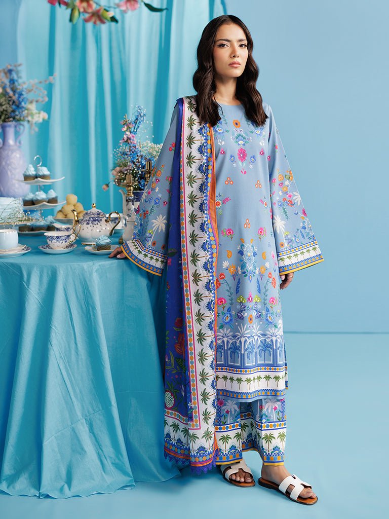 Rajbari | Amal Summer Prints Exclusive | Amal Summer Prints - 08-Brand:Rajbari-Type:Ladies Clothes-Dusty Blue-Lawn-House of Maryam- Buy in UK, USA