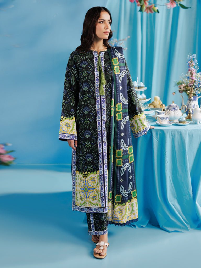 Rajbari | Amal Summer Prints Exclusive | Amal Summer Prints - 09-Brand:Rajbari-Type:Ladies Clothes-Dark Green-Lawn-House of Maryam- Buy in UK, USA