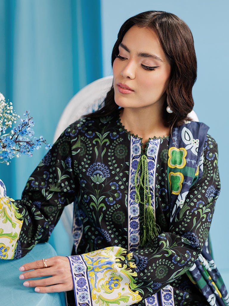 Rajbari | Amal Summer Prints Exclusive | Amal Summer Prints - 09-Brand:Rajbari-Type:Ladies Clothes-Dark Green-Lawn-House of Maryam- Buy in UK, USA