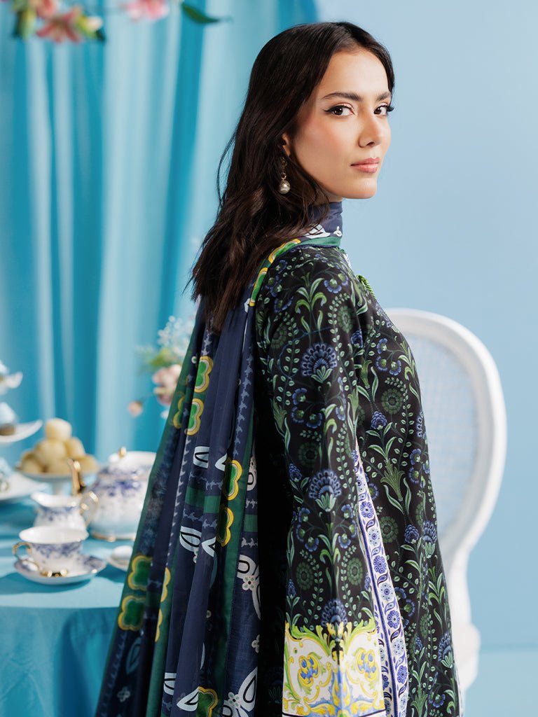 Rajbari | Amal Summer Prints Exclusive | Amal Summer Prints - 09-Brand:Rajbari-Type:Ladies Clothes-Dark Green-Lawn-House of Maryam- Buy in UK, USA