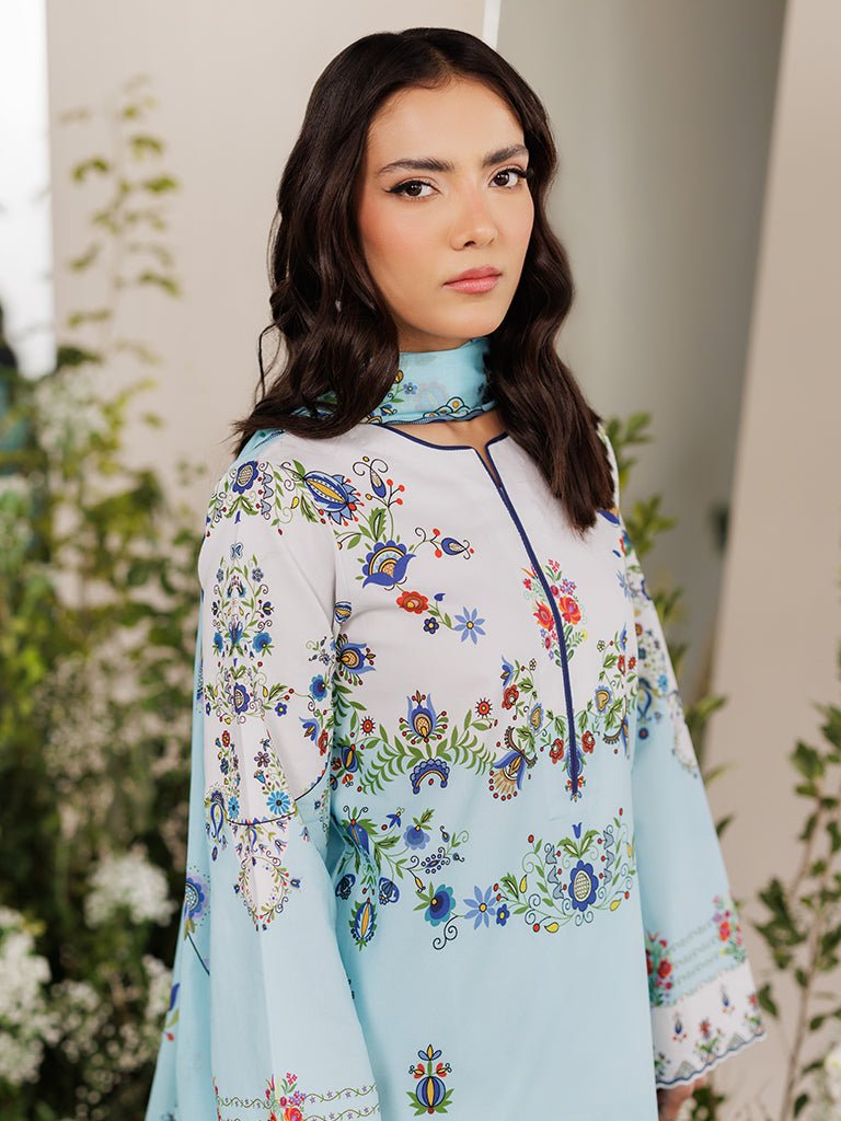 Rajbari | Amal Summer Prints Exclusive | Amal Summer Prints - 10-Brand:Rajbari-Type:Ladies Clothes-Ice Blue-Lawn-House of Maryam- Buy in UK, USA