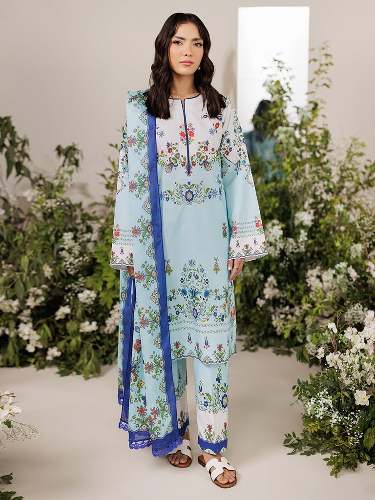 Rajbari | Amal Summer Prints Exclusive | Amal Summer Prints - 10-Brand:Rajbari-Type:Ladies Clothes-Ice Blue-Lawn-House of Maryam- Buy in UK, USA