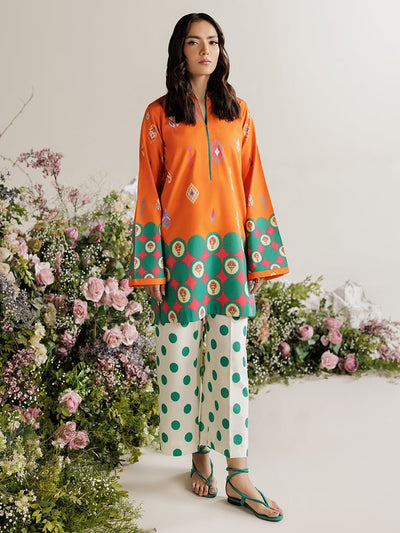 Rajbari | Amal Summer Prints Exclusive | Amal Summer Prints - 11-Brand:Rajbari-Type:Ladies Clothes-Orange-Lawn-House of Maryam- Buy in UK, USA