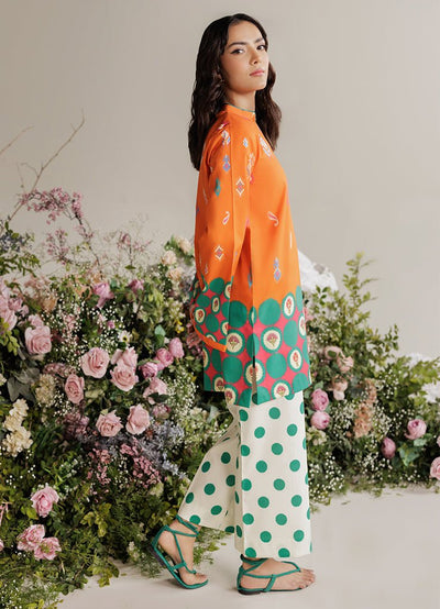 Rajbari | Amal Summer Prints Exclusive | Amal Summer Prints - 11-Brand:Rajbari-Type:Ladies Clothes-Orange-Lawn-House of Maryam- Buy in UK, USA
