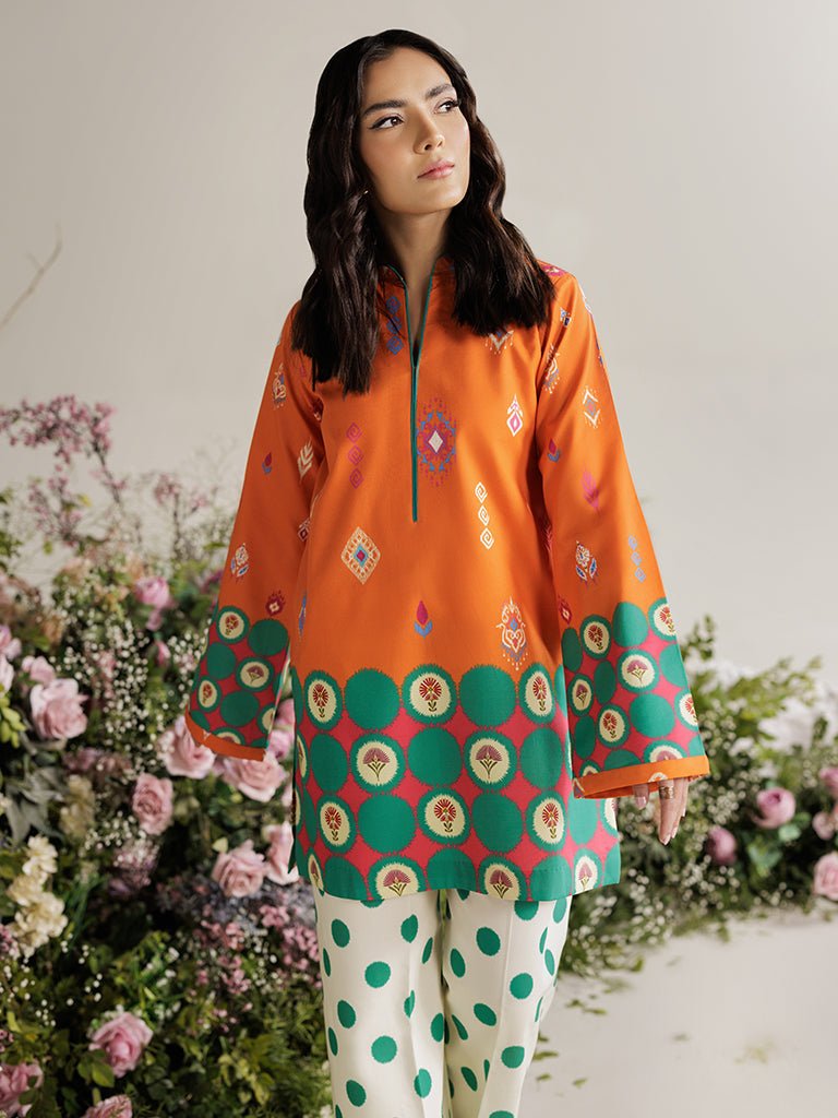 Rajbari | Amal Summer Prints Exclusive | Amal Summer Prints - 11-Brand:Rajbari-Type:Ladies Clothes-Orange-Lawn-House of Maryam- Buy in UK, USA