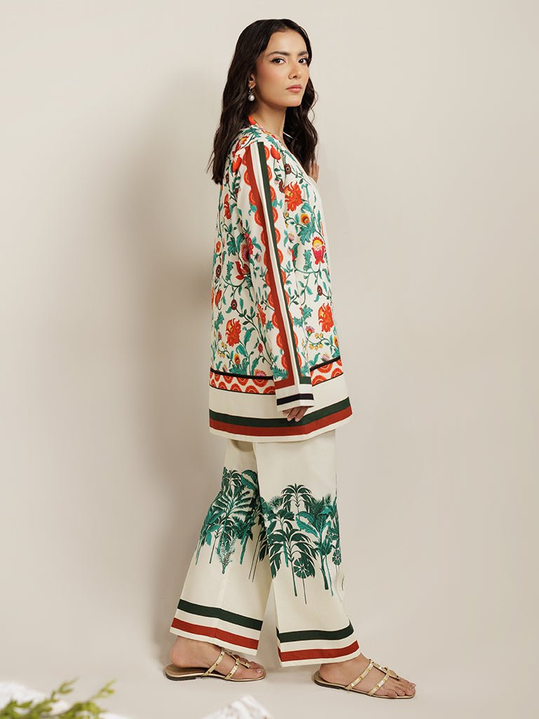 Rajbari | Amal Summer Prints Exclusive | Amal Summer Prints - 13-Brand:Rajbari-Type:Ladies Clothes-Ivory-Lawn-House of Maryam- Buy in UK, USA