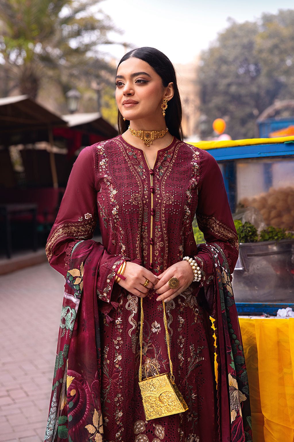 Ramsha | Andaaz Collection | Z-1104-Brand:Ramsha-Type:Ladies Clothes-Dark Brown-Lawn-House of Maryam- Buy in UK, USA