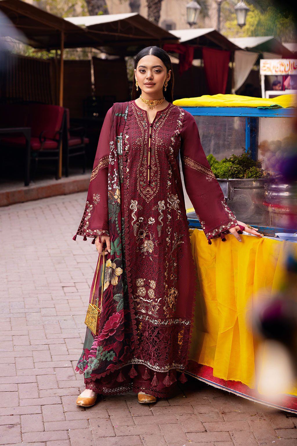 Ramsha | Andaaz Collection | Z-1104-Brand:Ramsha-Type:Ladies Clothes-Dark Brown-Lawn-House of Maryam- Buy in UK, USA